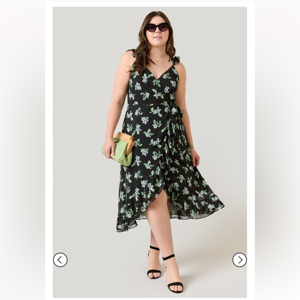 Francesca’s Blair Floral Wrap Midi Dress